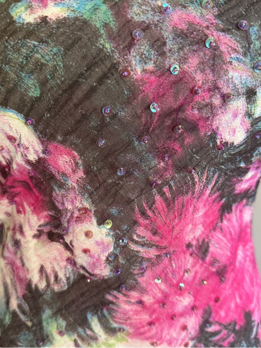 💓SOLD💓 Gorgeous 100% Silk Vintage Asymmetrical Bias Cut floral beaded dress - Picture 5 of 14